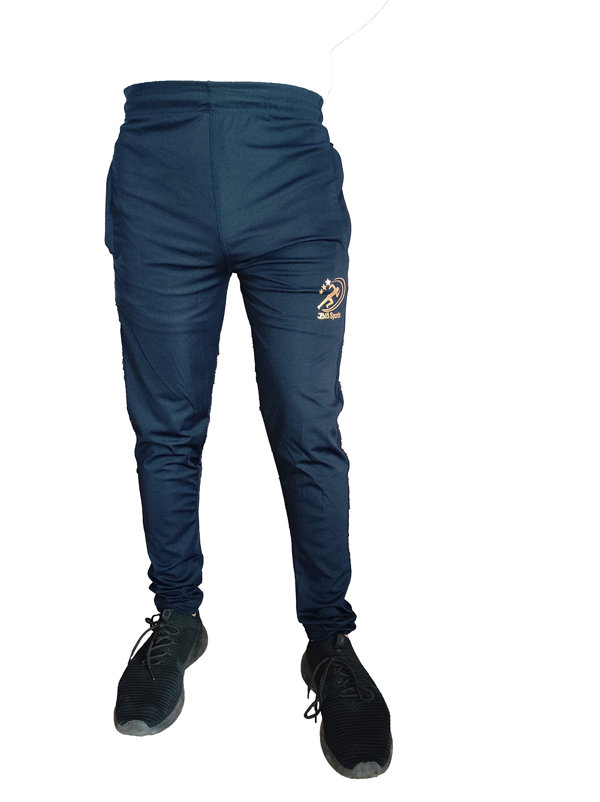 UV Creation Men's 4 Way Lycra Stretchable Regular Fit Track Pant Payjama (M, Blue)