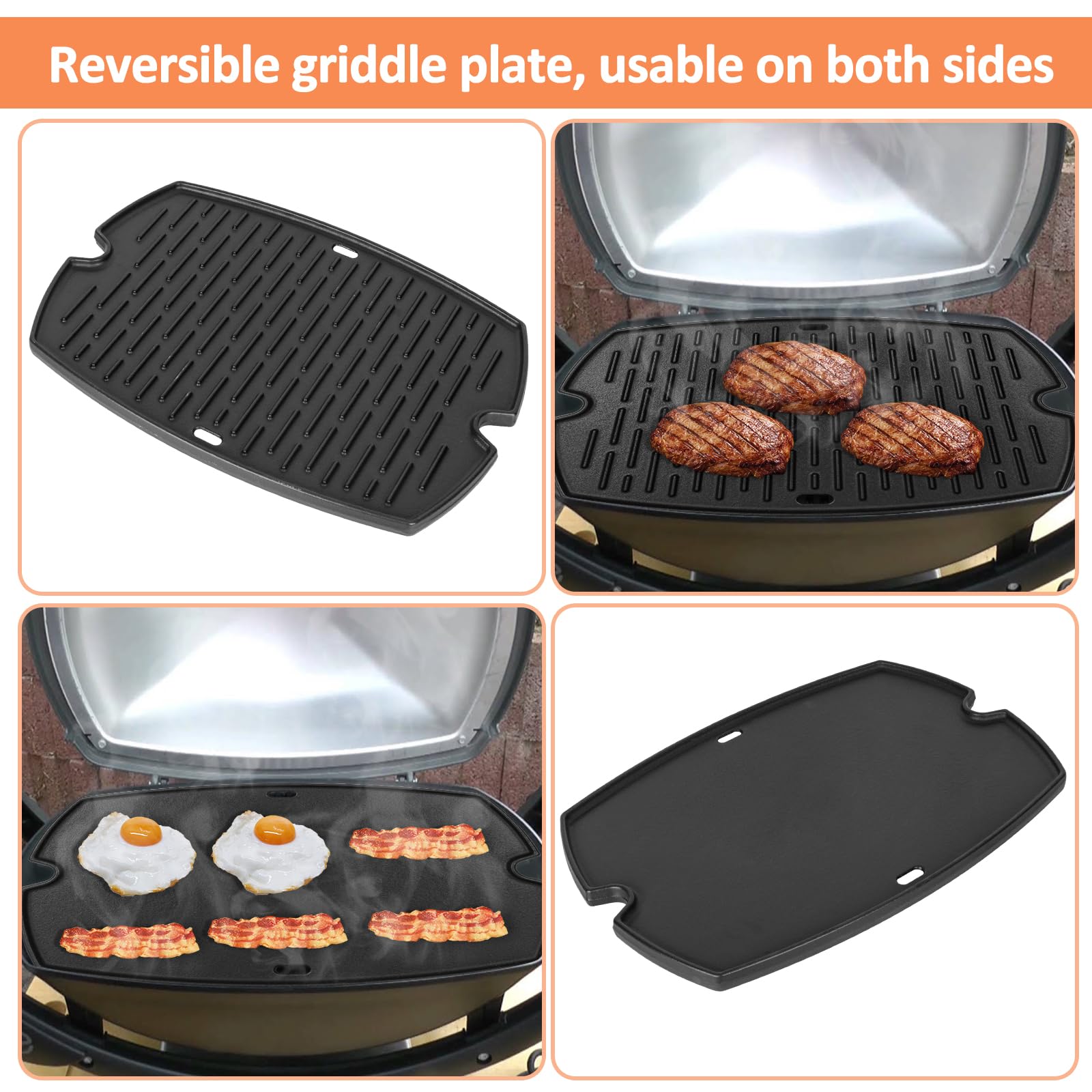 Griddle Pan Stanbroil Cast Iron Grill Griddle For Weber Q300 Q320