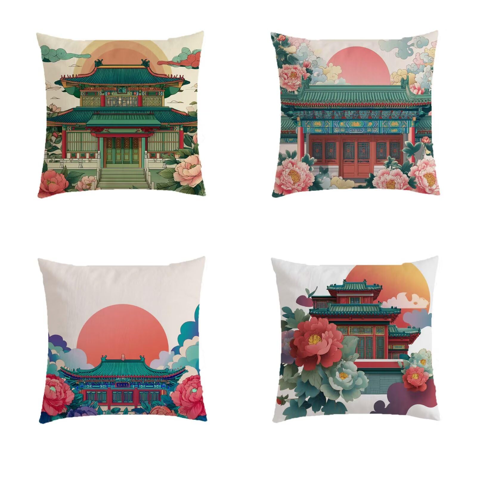 Housse de coussin 80x80cm lot de 4 carrés en lin pour salon de jardin