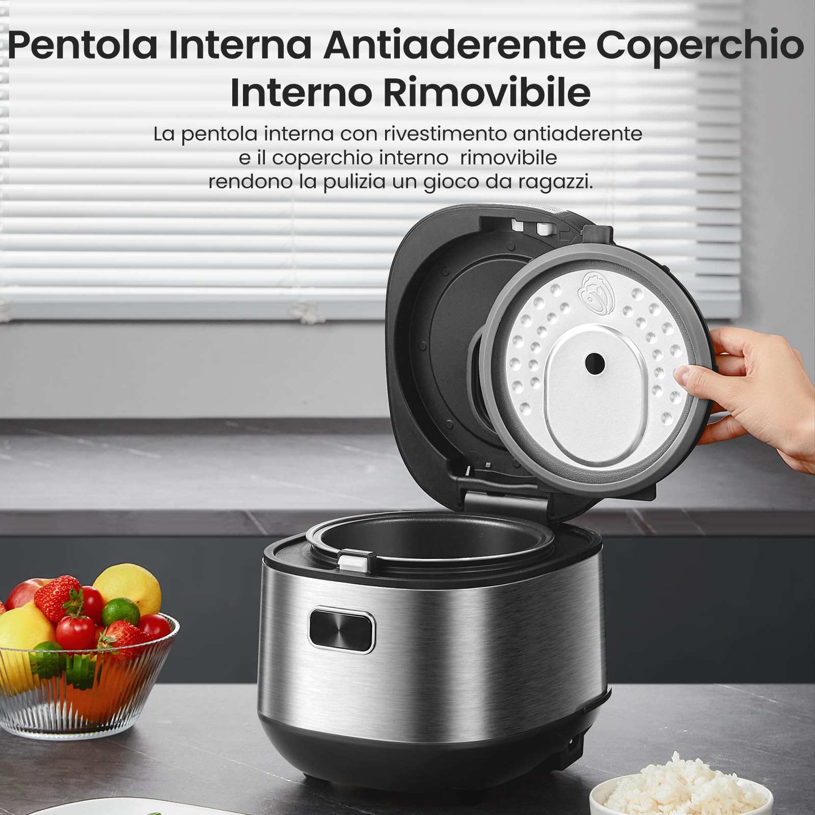 Midea Cuocere riso con 9 funzioni, 2 l, 4 tazze