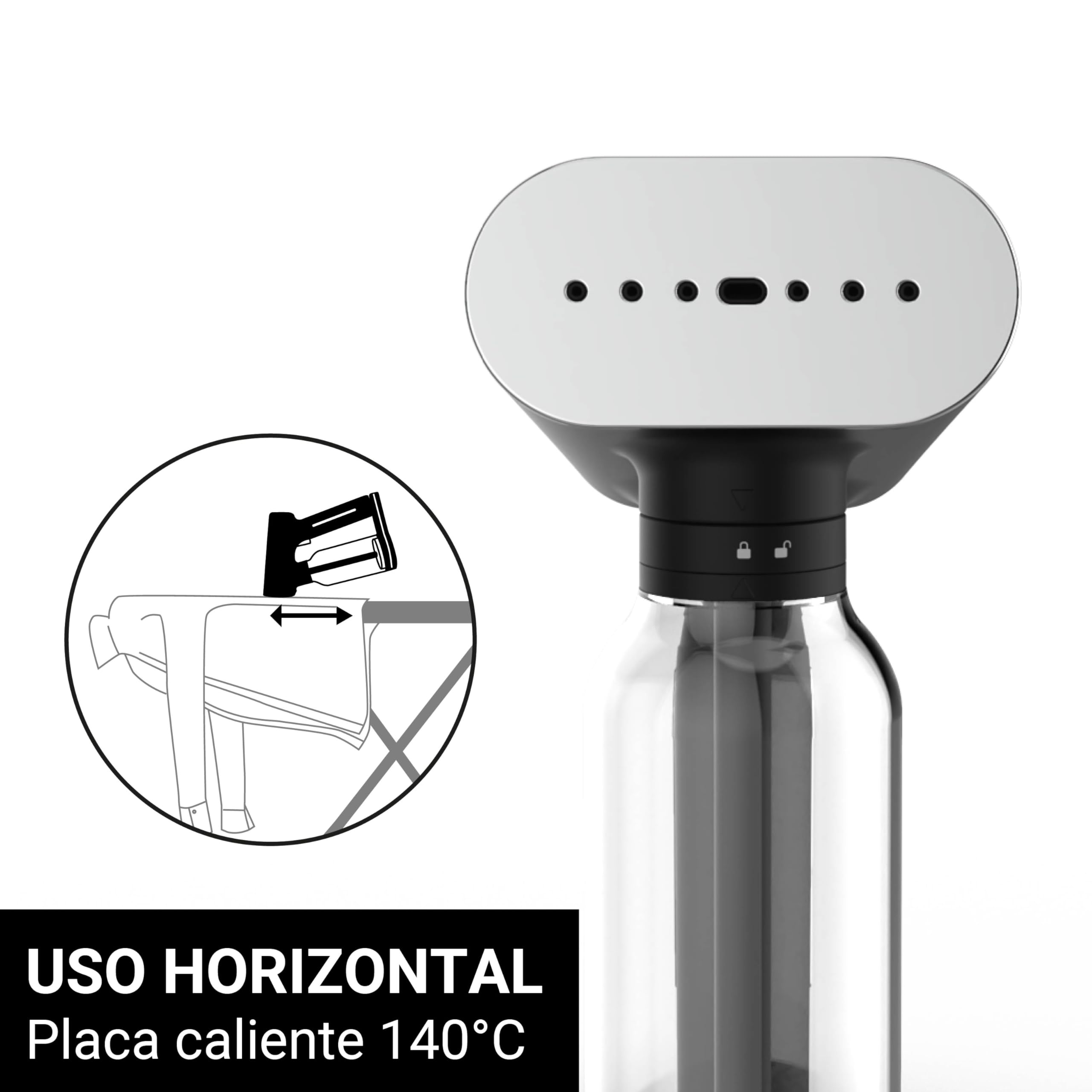 SteamOne Karl XL Vaporizador Portátil Steamer Negro 2000W - 400ml | Vaporizador Portátil Karl XL, 2000W, Depósito 400ml, 27min Autonomía, Listo en 30s, Sistema Antigoteo, EUXL400BV2
