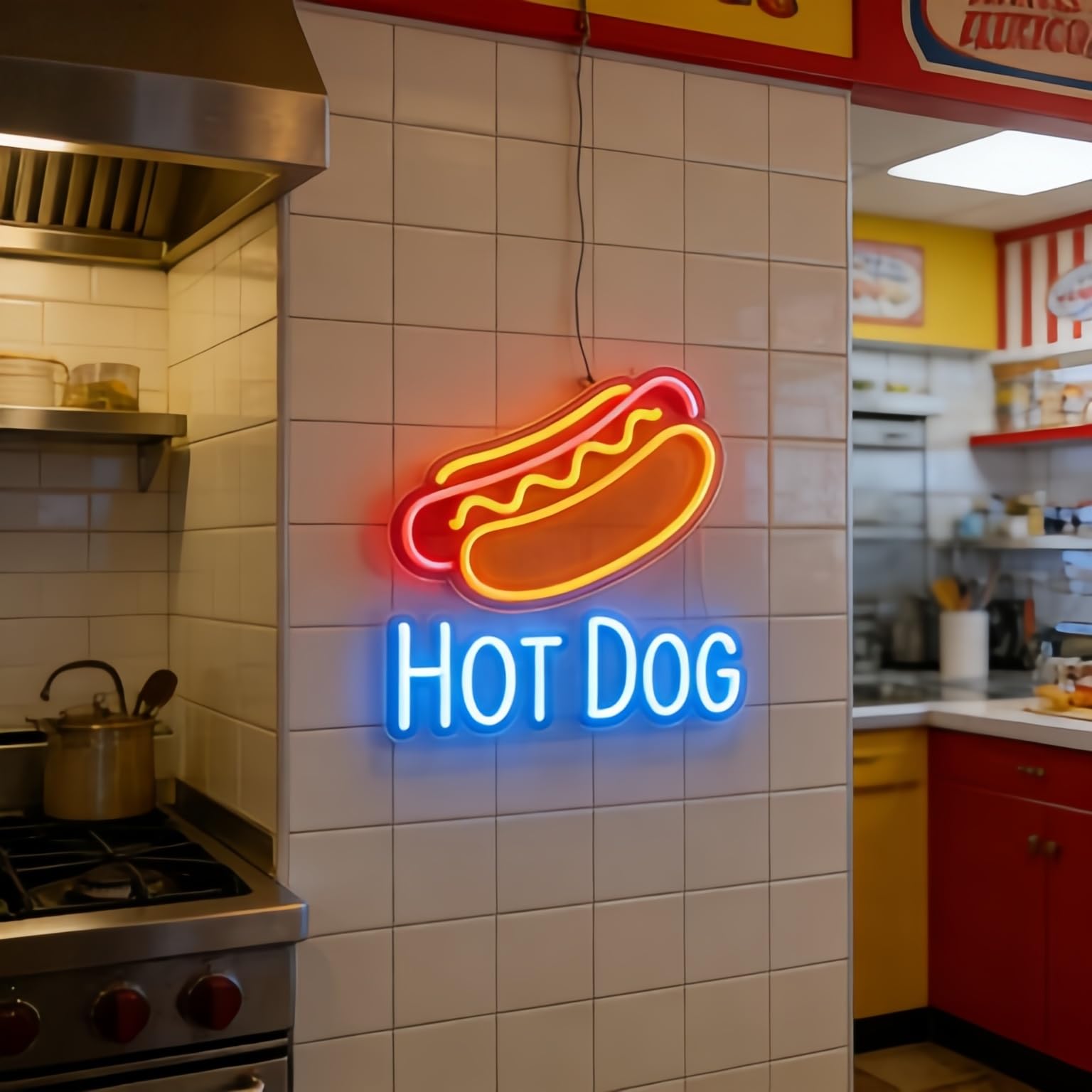 Hot Dog Neon Shield Fast Food LED Neon Luci LED Street Food Hot Dog Decorazione da parete