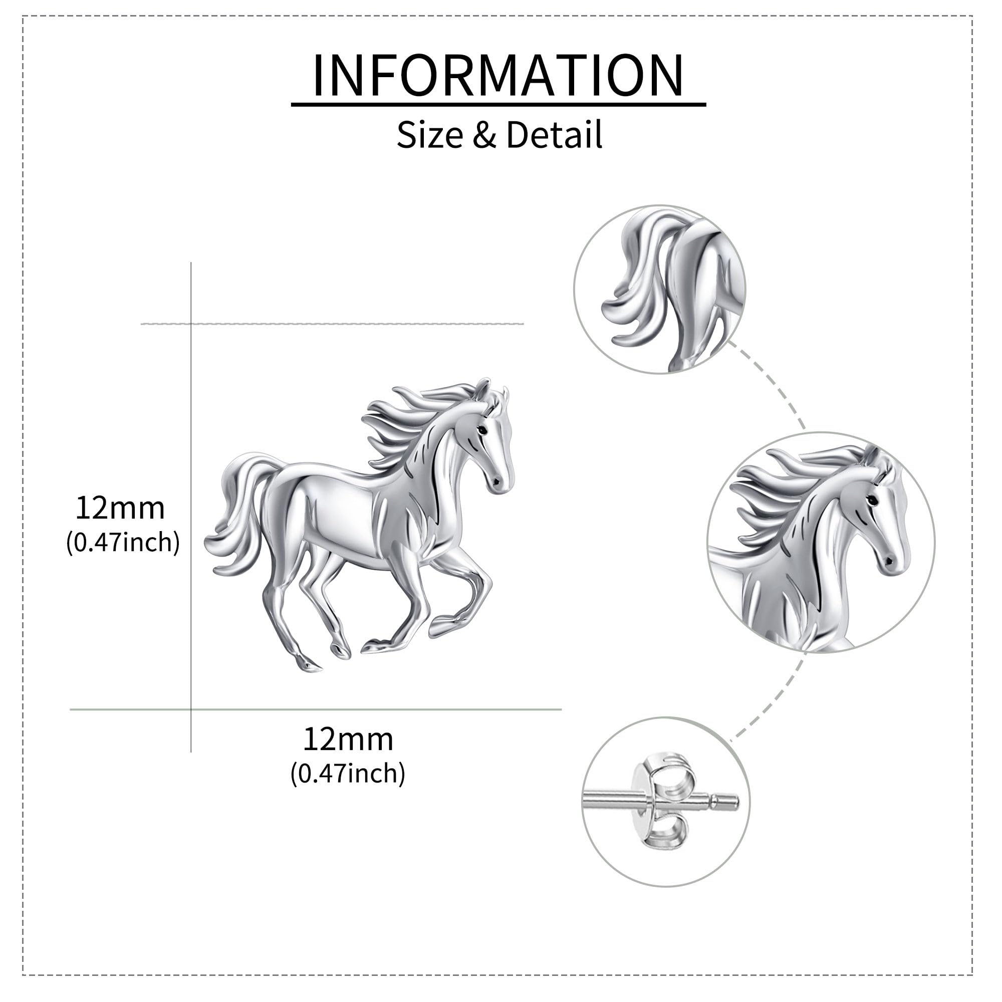 JERWLI Pferd Ohrringe 925 Sterling Silber Pferd Tier Ohrstecker Schmuck Geschenke für Frauen Pferd Liebhaber