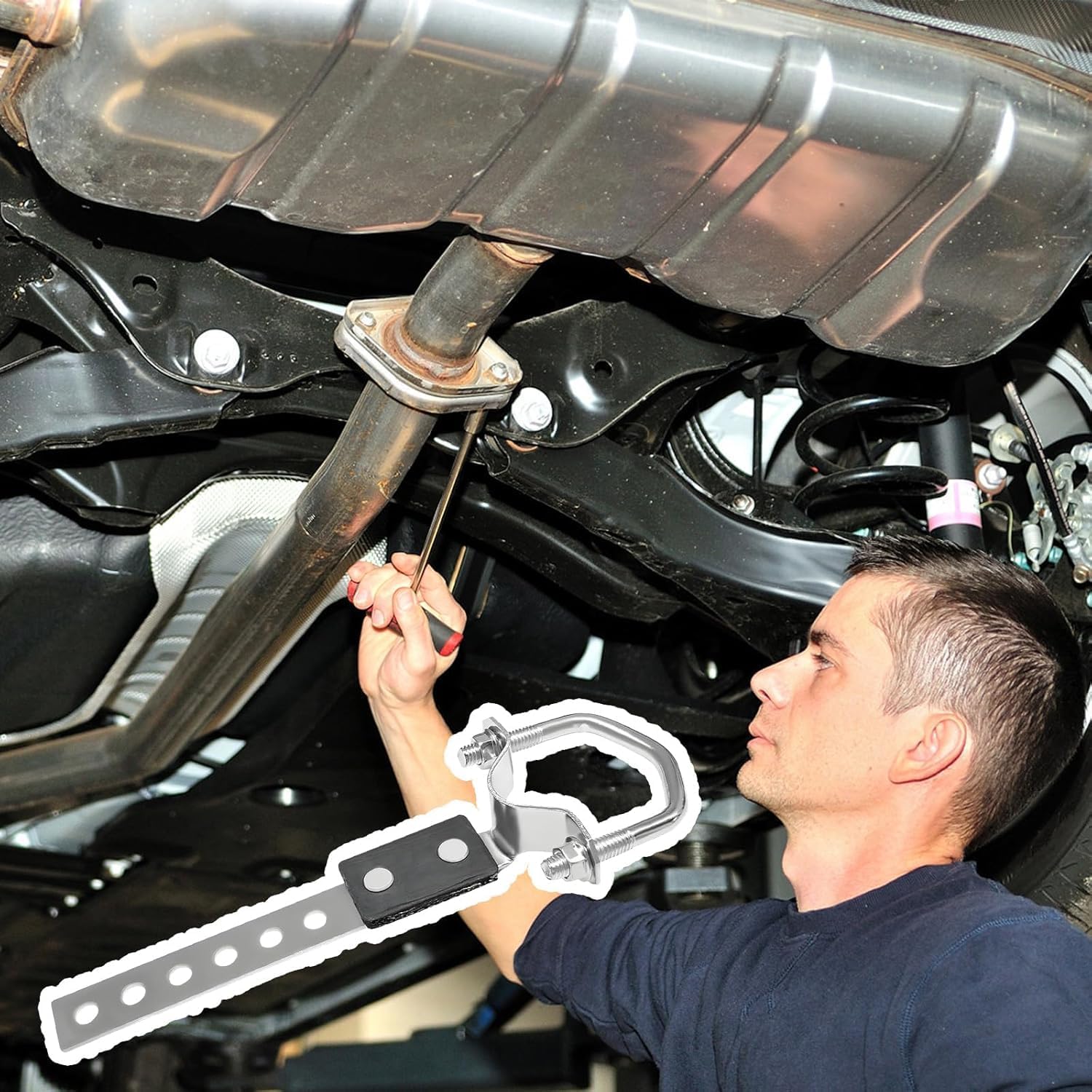 Heavy Duty Exhaust Hangers, Universal Tailpipe Bracket for Most Car Truck Exhaust Systems, Flexible Swivel Muffler Hanger Tail Pipe Hanger,Fits 1-1/2" - 2 1/4" Pipe