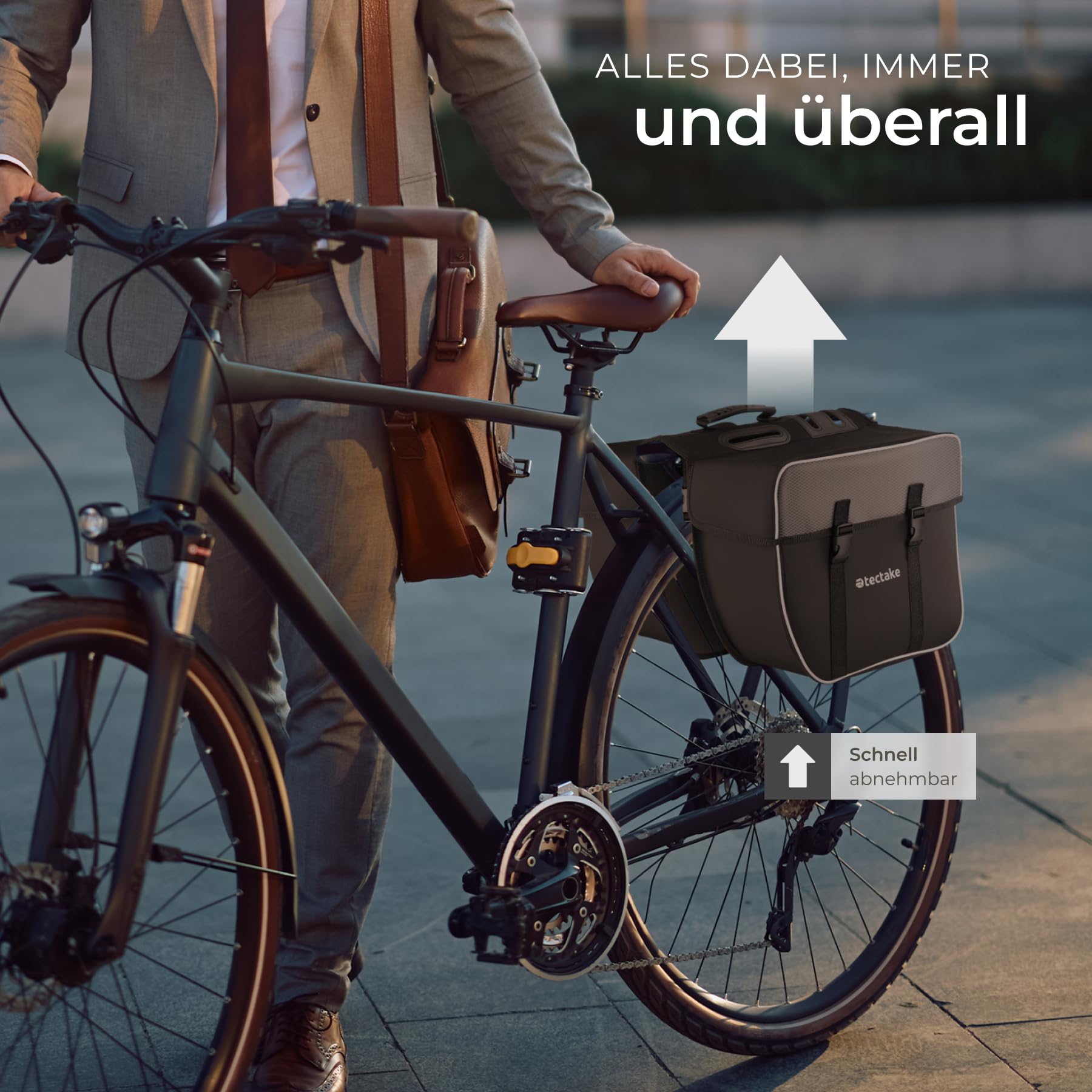 tectake® Gepäckträgertasche für Fahrrad und eBike, 35 L, Fahrradtaschen für Gepäckträger, Satteltasche aus wasserabweisendem PVC, Gepäckträgertaschen mit Reflektorstreifen und Tragegriff, Bikepacking