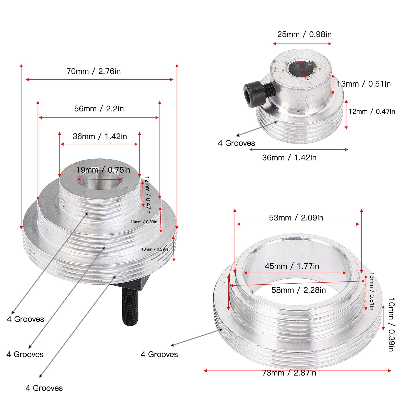 FTVOGUE Polea con Cojinete de Correa para Mini Torno, Polea de Correa con Motor de Aleación de Aluminio para MX-210 WM-210, Funcionamiento Suave y Productividad Mejorada para Tornos 220x400 220x750