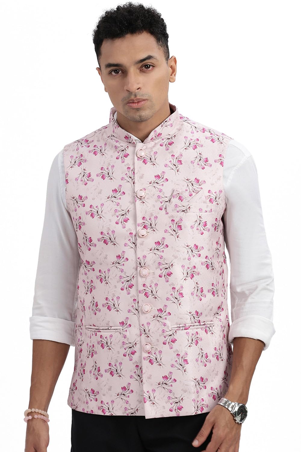 showoffff Men's Pink Printed Nehru Jacket-AK-DK-078-B_Pink-picture-40