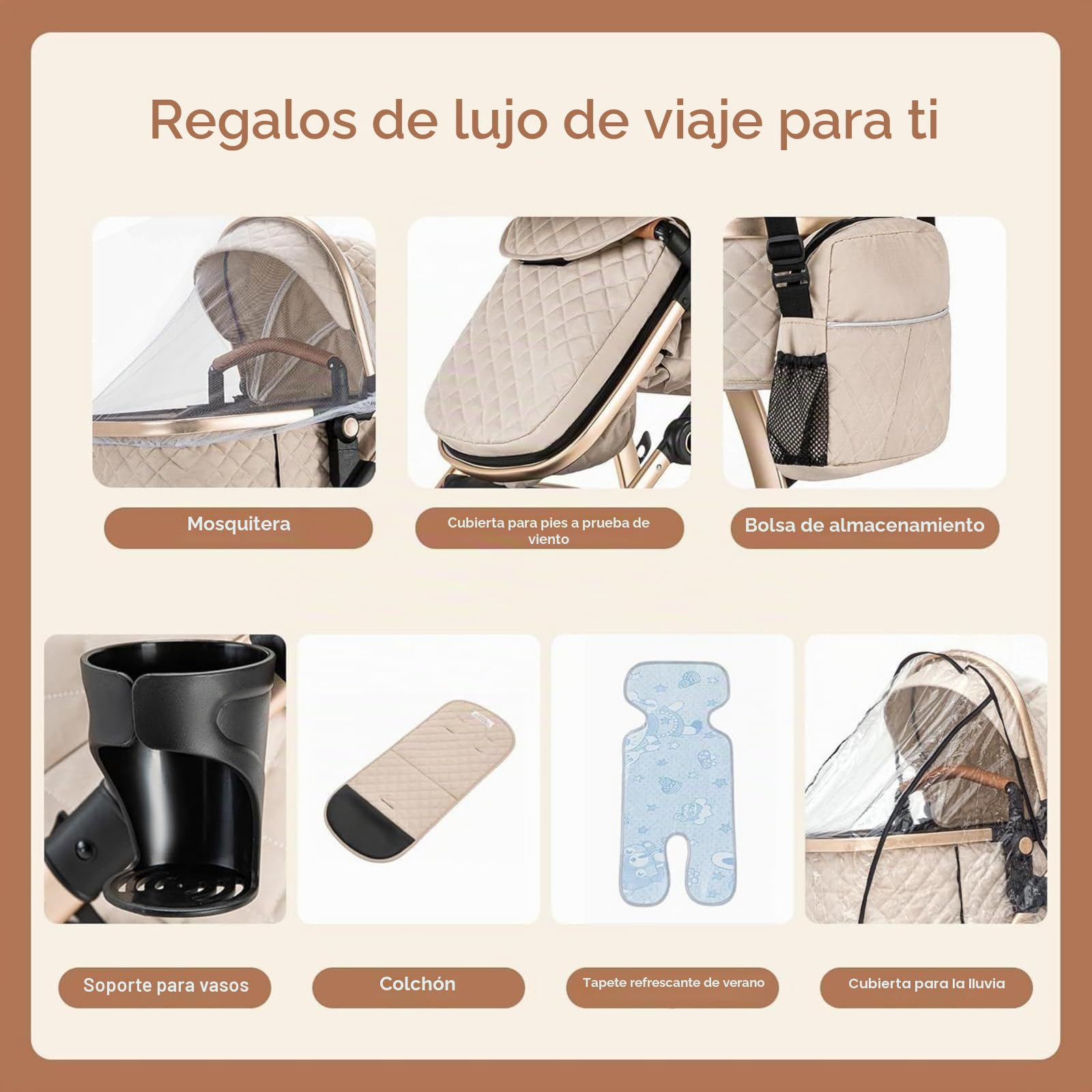 Zkiprm Cochecito 3 en 1 con asiento de coche, cochecito compacto y portátil, apoyabrazos ajustables, protección contra golpes, marco de aluminio