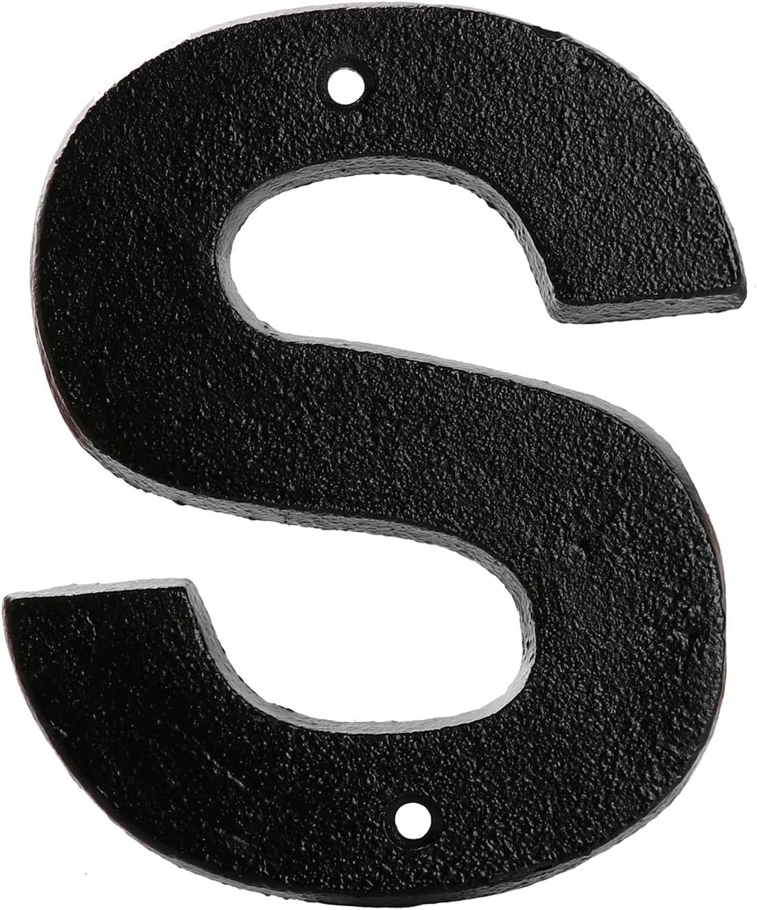 Metal Letter S - Black Cast Iron 5 Inch Large Metal Letters - Easy to Read Name Door Sign - S