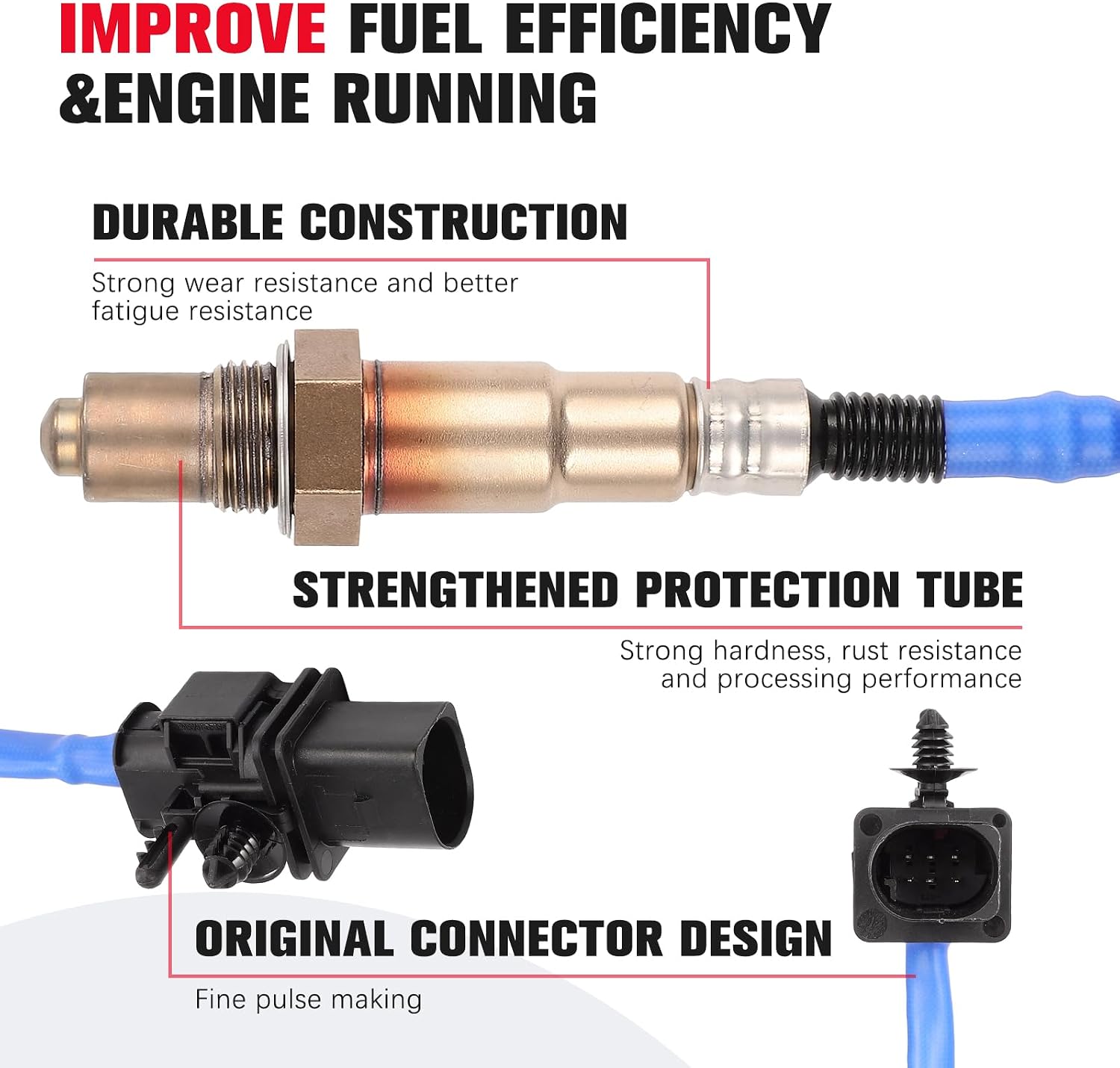 Oxygen Sensor Upstream O2 Sensor Bank 1 Sensor 1 Replacement for Ford F150 Escape Explorer Focus Fusion Mustang Taurus E-150 E-250 E-350 for Lincoln Navigator MKS Replace 234-5113 234-5097