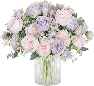 Lot De 2 Bouquets De Pivoines Artificielles En Soie - Décoration Intérieure, Mariage, Centre De Table (Rose Violet)
