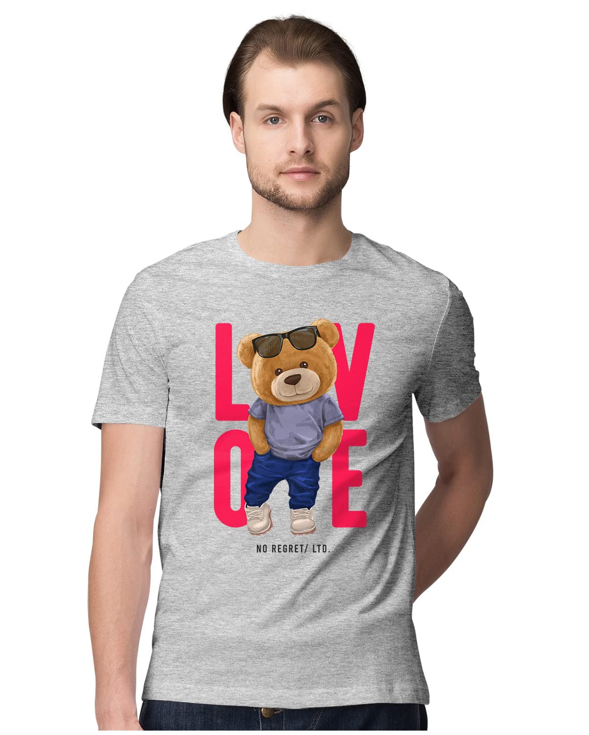Heybroh Men's Regular Fit T-Shirt Love Teddy Bear 100% Cotton T-Shirt
