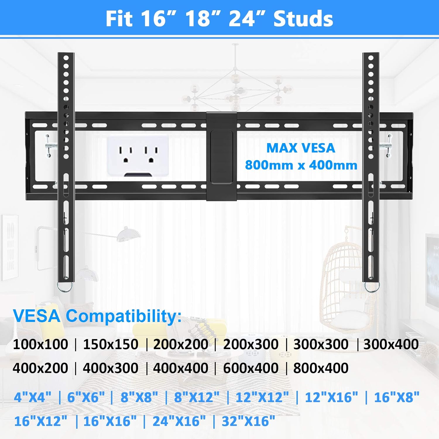🔥 KDG Tilting TV Wall Mount Bracket Low Profile for Most 40-90 Inch Flat Screen Curved OLED Smart 4K TVs, TV Mount Fits 16-32 Studs with Loading 165 lbs Max VESA 800x400mm