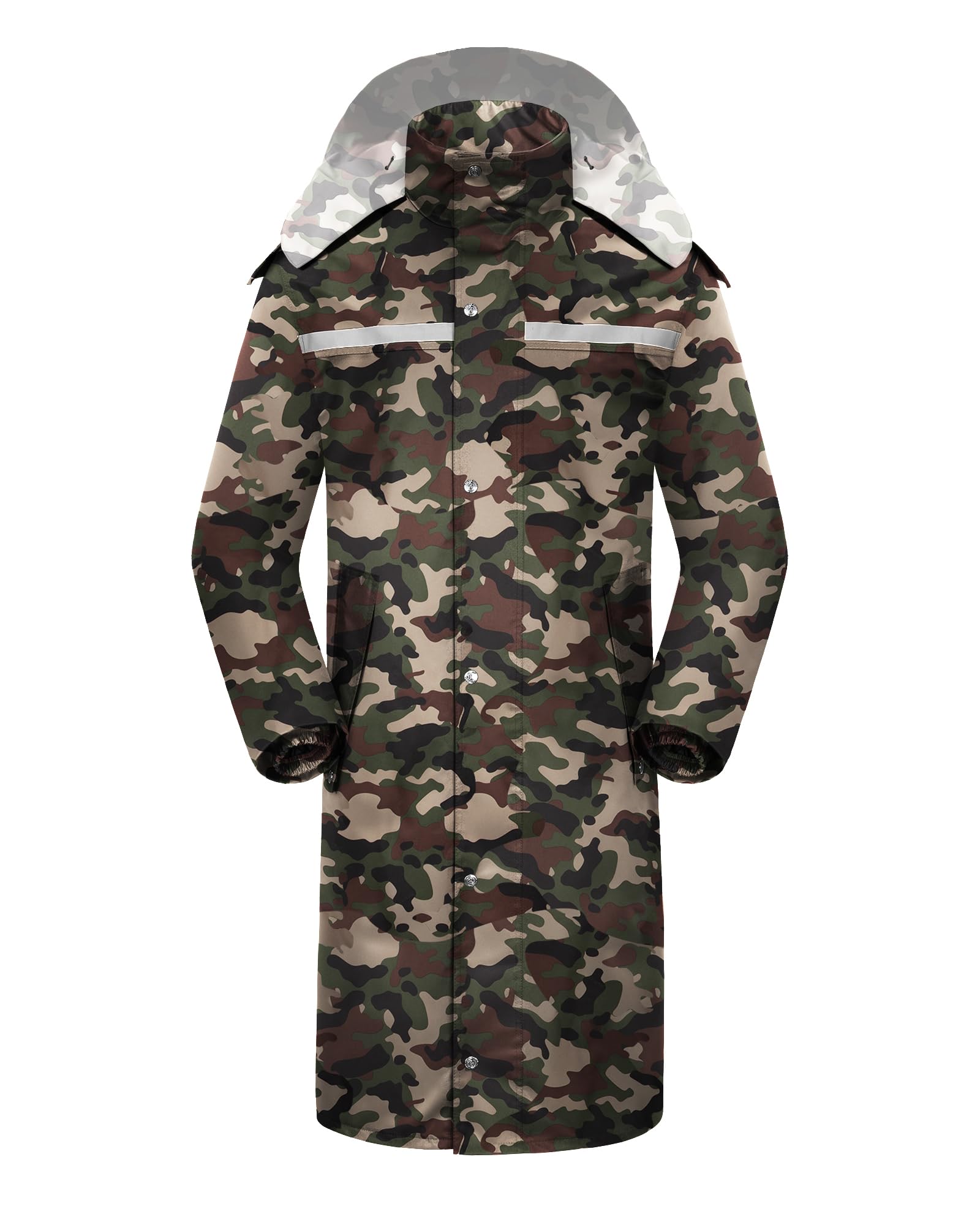 iCreek Raincoat Waterproof Long Rain Jacket Lightweight Rainwear Reflective with Packable Hood for Men Women Adults