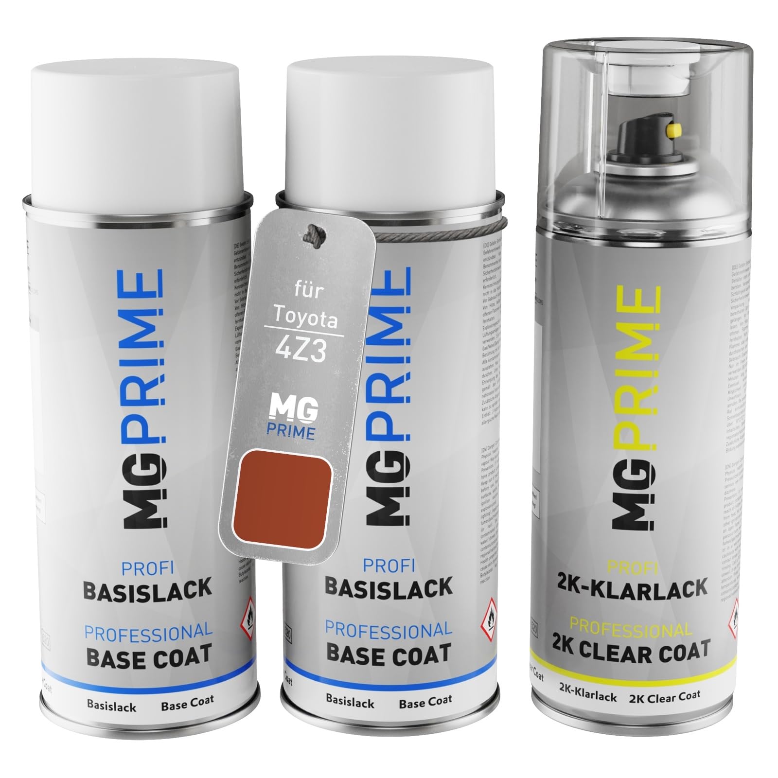 MG PRIME Bombolette di Vernice per auto per Toyota 4Z3 Metal Oxide CS. +2K | Kit vernice di fondo + base + trasparente 2K, bombolette spray 400ml