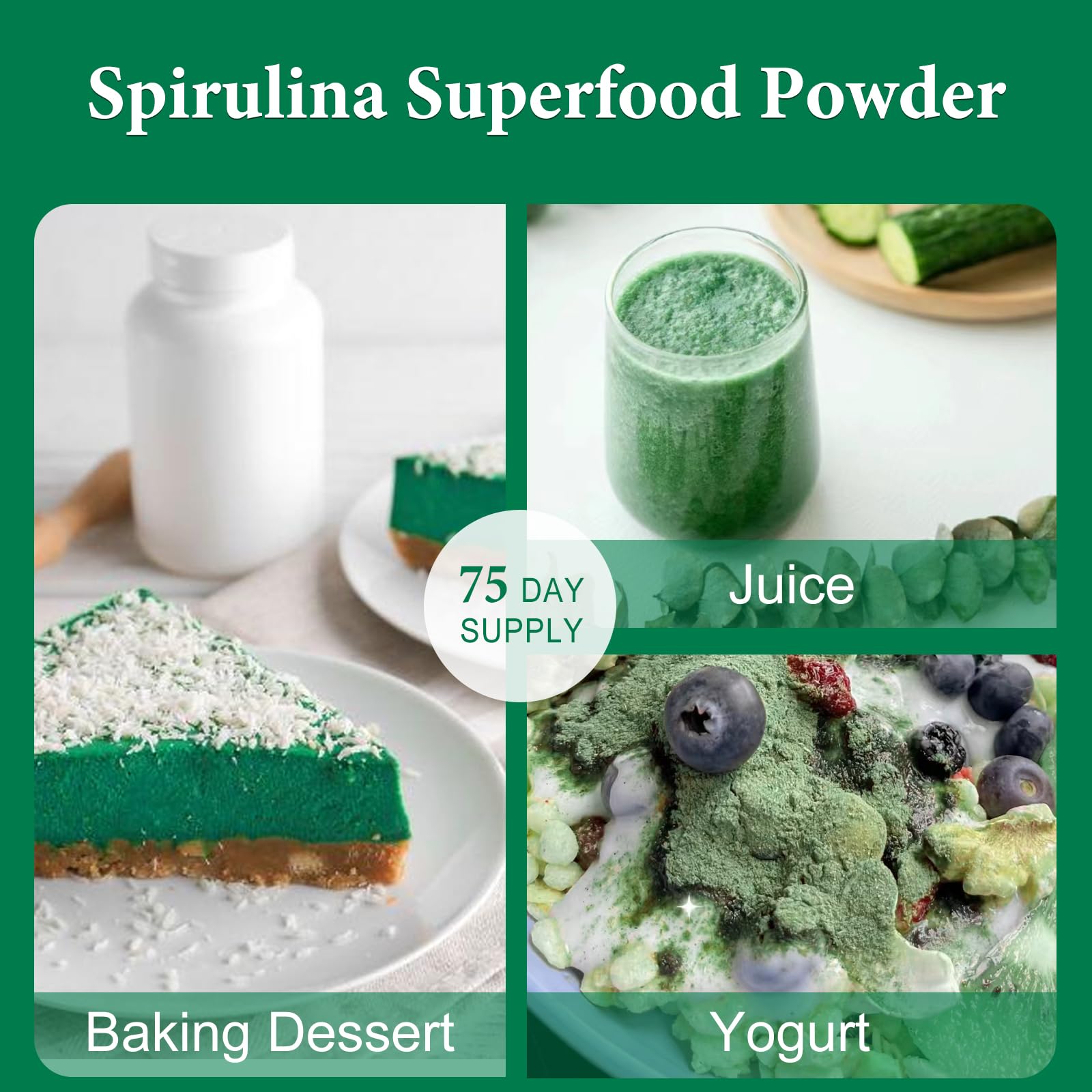 VELOTO Organic Spirulina Powder, Natural Green Superfood(8 oz) — Amazon image 6