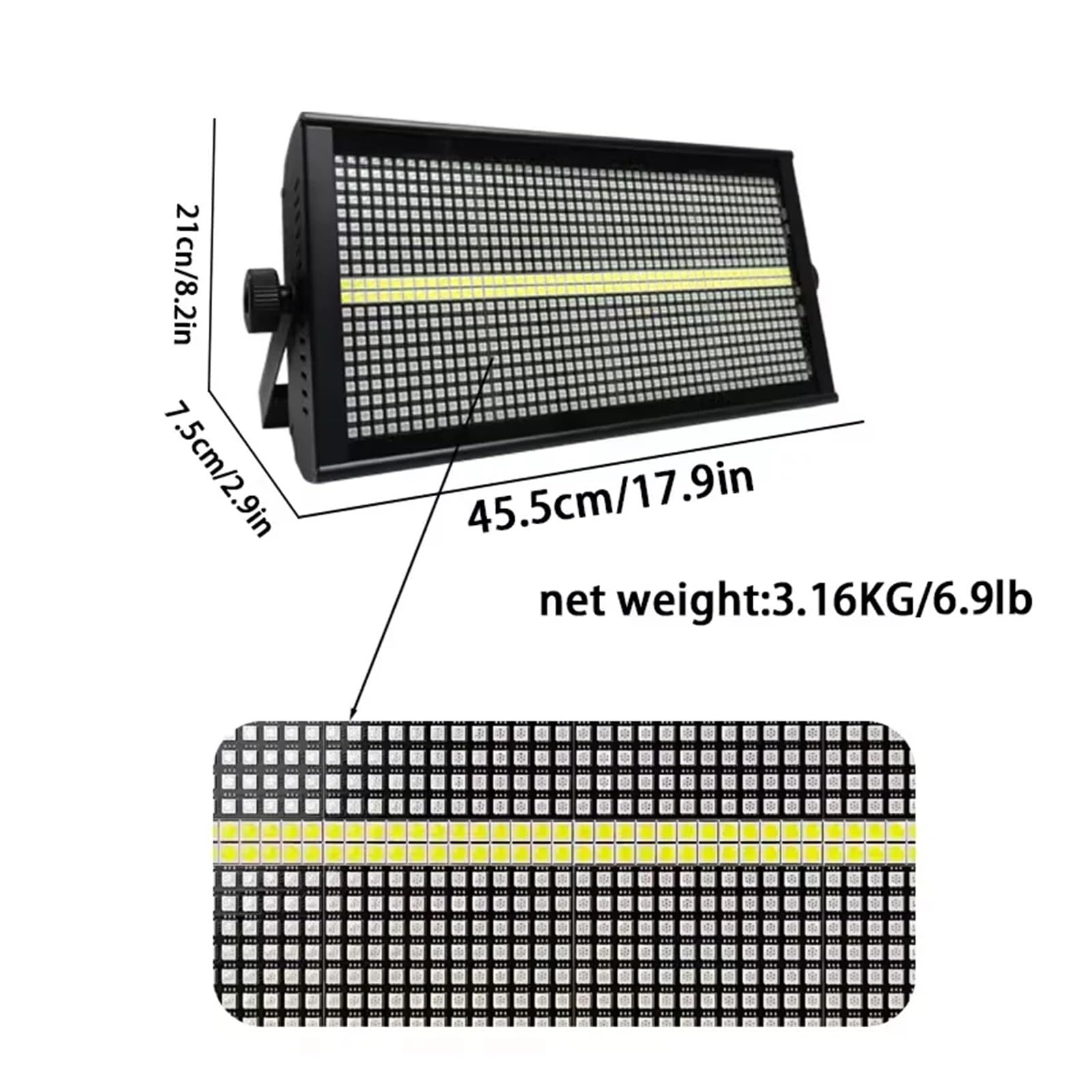 Luce da Palco LED RGB 8+8 Segmentata, 1000W, Multicolore, 200W, 1 Unità