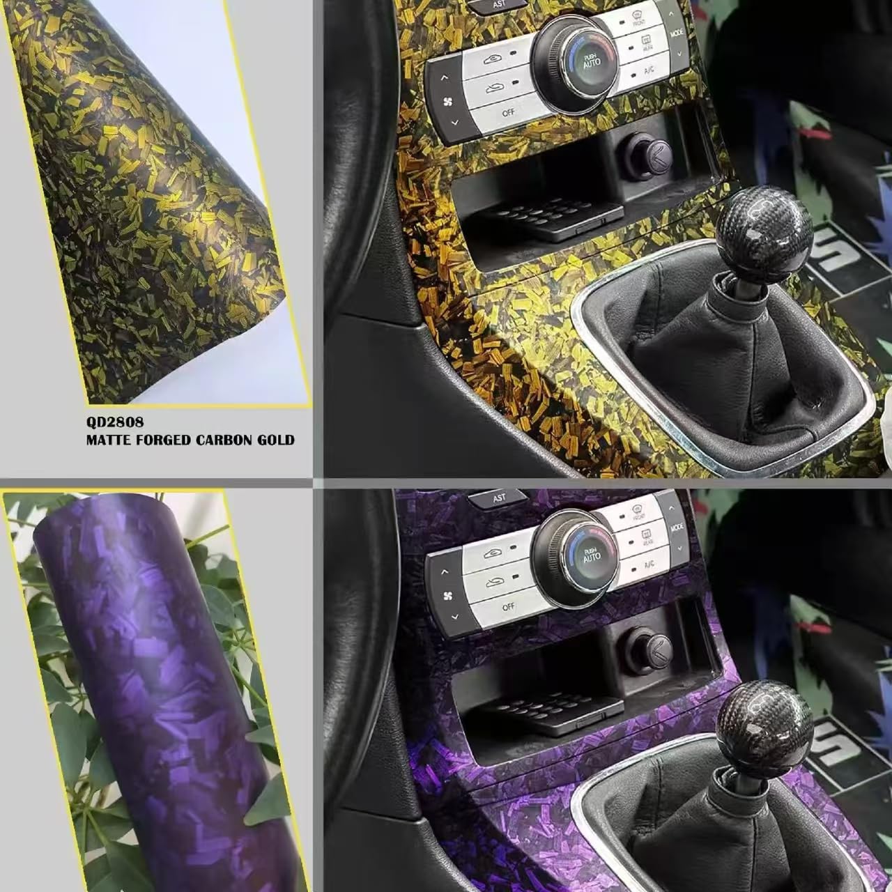 Snapklik.com : Gold Forged Carbon Fiber Vinyl Wrap, High Gloss Car Wrap ...