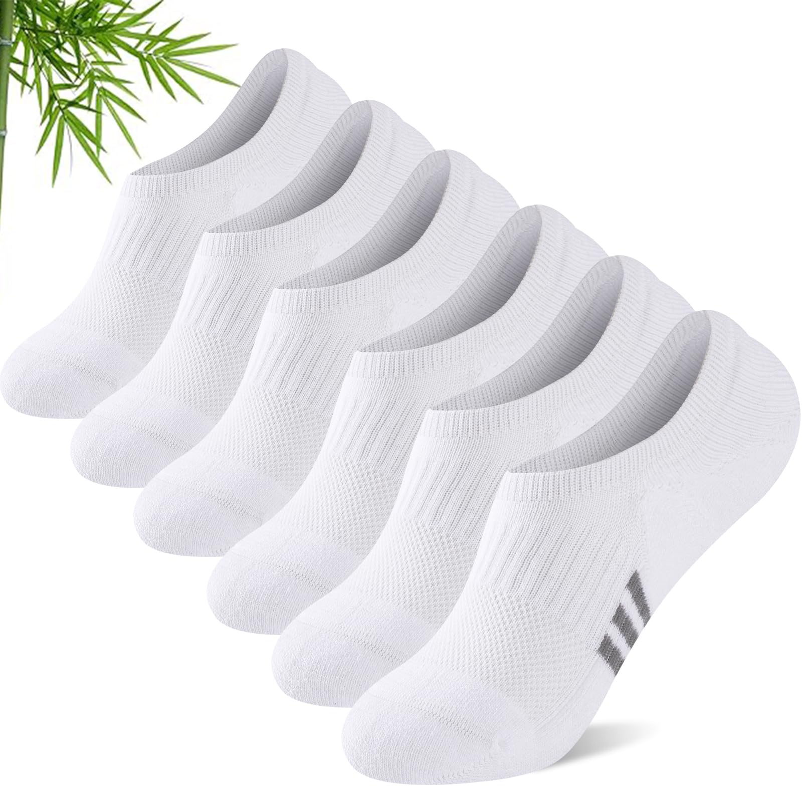 Calcetines Invisibles de Bambú para Mujer, Calcetine Deportivos de Caña Baja y Acolchados, Calcetines Tobilleros Antideslizantes y Absorbentes del Sudor, Tallas 35-38 y 39-42