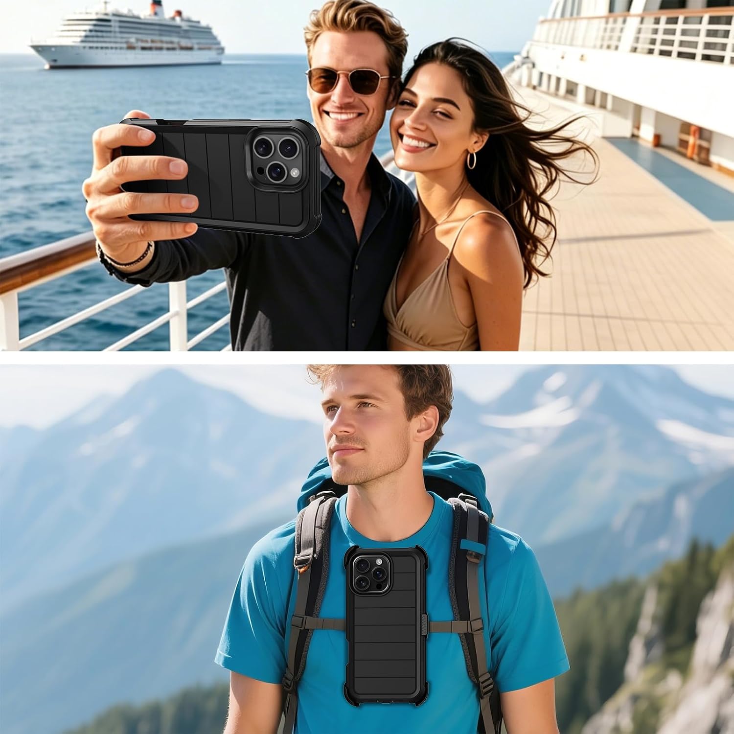 for iPhone 16 Pro Max Case with Belt Clip Holster Screen Protectors