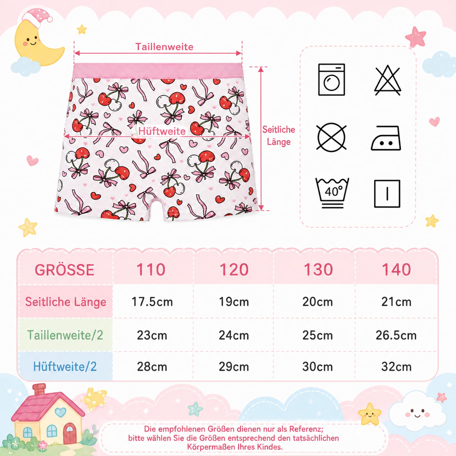 FLYISH DIRECT Mädchen Unterwäsche 6er Pack – Baumwolle Unterhosen, Atmungsaktiv & Dehnbar Mädchen Boxershorts