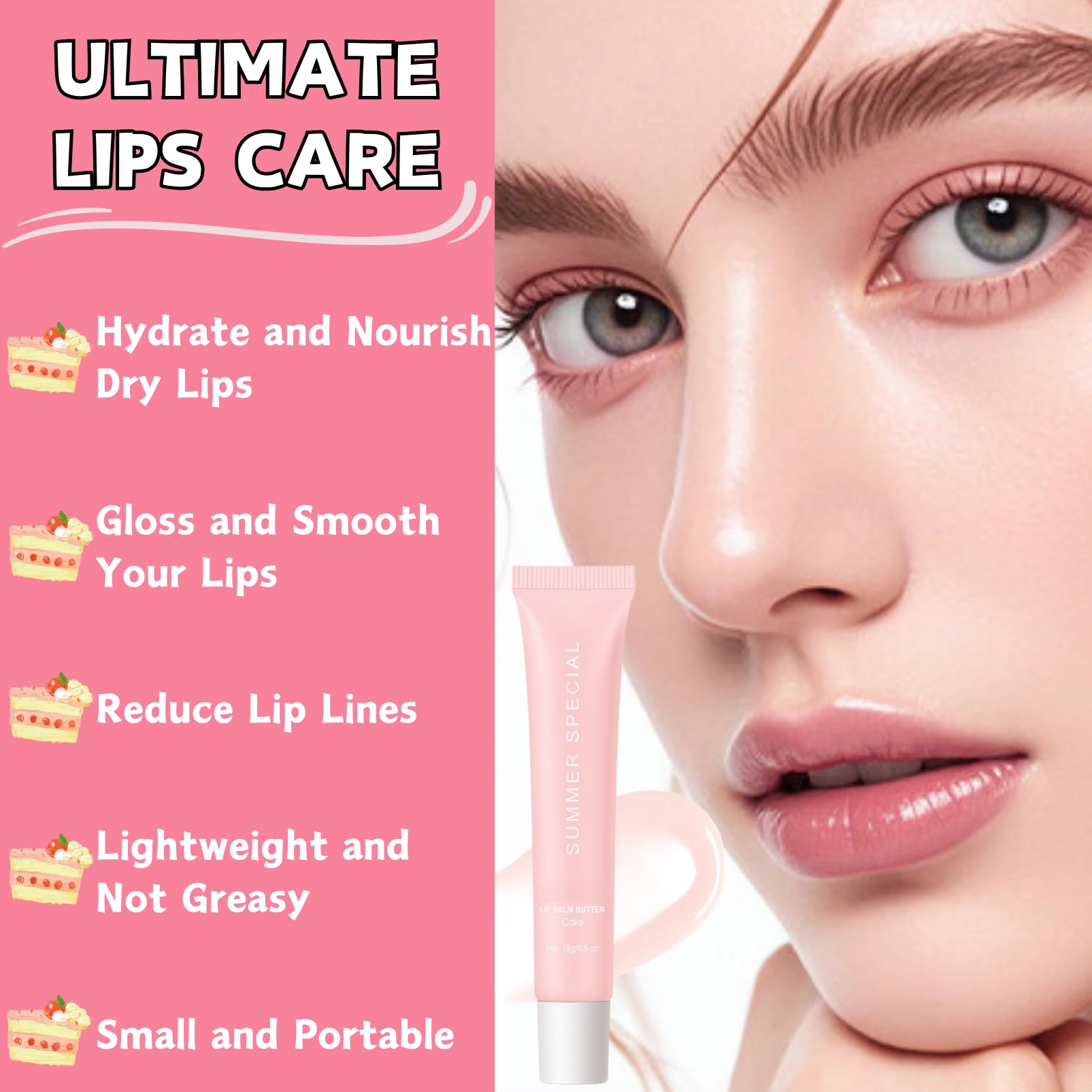 Summer Special Lip Balm Butter, Lip Balm for Moisturizing & Nourishing, Long Lasting Hydrating Lip Gloss, Non Greasy Lip Oil - Image 3