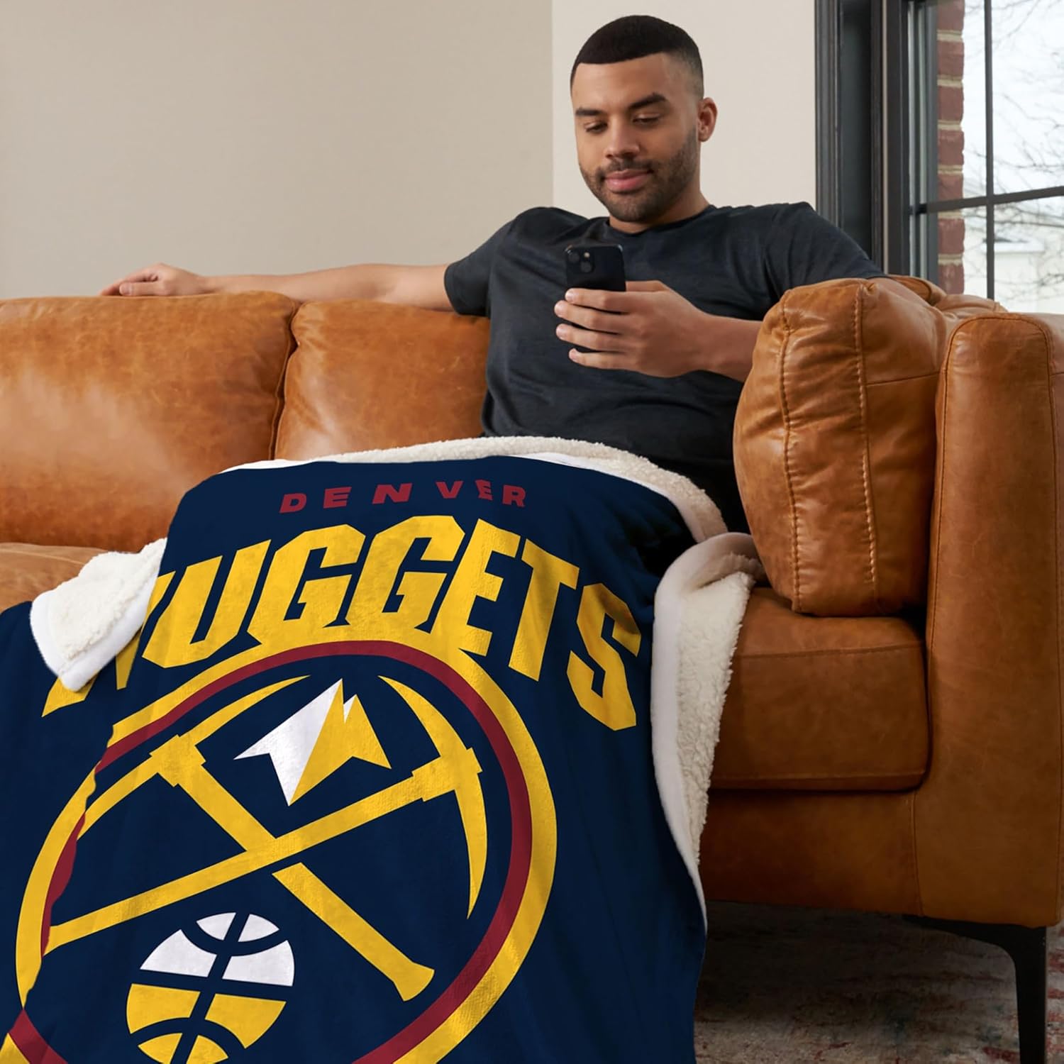 NORTHWEST NBA Denver Nuggets Silk Touch Sherpa Throw Blanket, 50" x 60", High Block