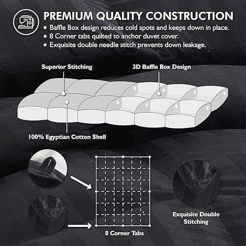 Miniatura 4 de Lujoso edredón de fibra de plumón de ganso tamaño King  California King, funda de edredón ultrasuave 100% algodón egipcio, peso de relleno, edredón