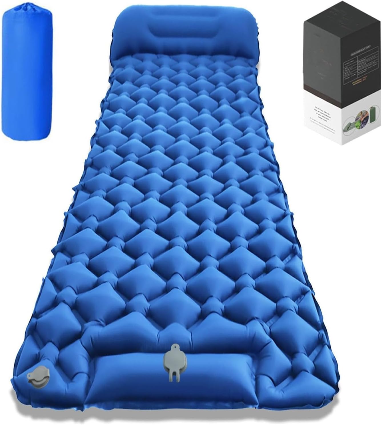 Lounge Mat - Your Portable Chill Zone, 30s Rapid Inflation, Ultralight Compact Camping Air Mat with Pump, Thick Memory Foam Sleeping Pad for Outdoor Backpacking (Blue)