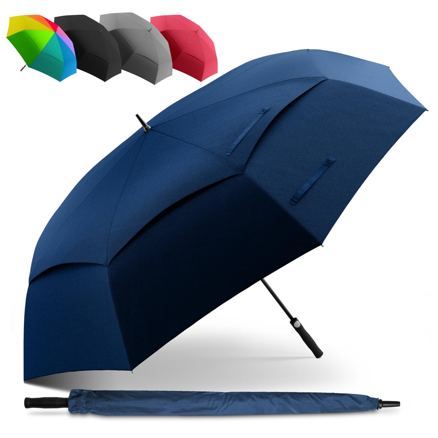STYNGARD XXL Regenschirm Groß Sturmfest [Ø 130/140 cm] - Golfschirm mit Doppelbespannung für maximalen Wind- und Regenschutz Modell - Regenschirm für 2 Personen - BELFAST