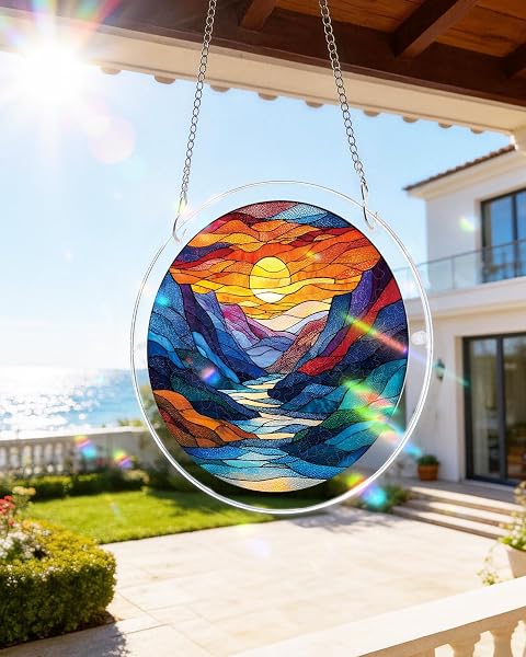 Kaayeewood 83 Pieces Acrylic Puzzle Window Hanging, Colorful 2 Sun Catchers Panel SunCatchers Puzzles Decor for Birthday Women, Men, Wife, Aunt, and Mom 7.36 in - 5