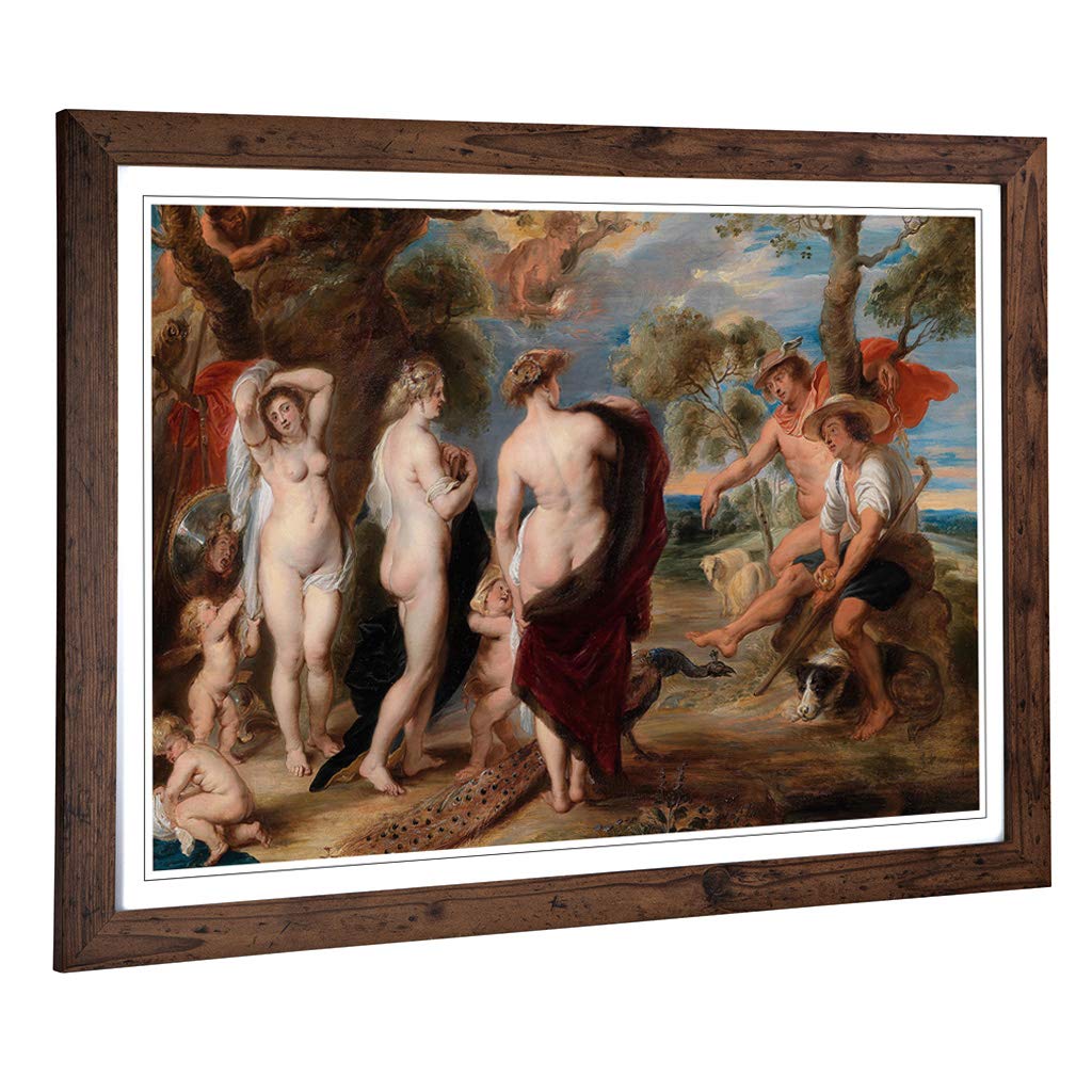 Big Box Art Framed Print of Peter Paul Rubens The Judgement of Paris Design | Wall Art Picture | Home Decor for Kitchen, Living Room, Bedroom, Hallway, Walnut, A2 / 24.5x18 Inch / 62x45cm