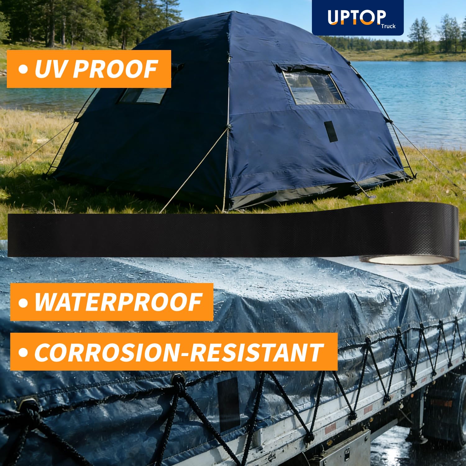 UPTOP Duct Tape 6Inch×20FT Ideal for Camping, RV, Marine Home Repair,Bonds to Metal, Plastic, Wood, Canvas, Vinyl, Nylon, Leather