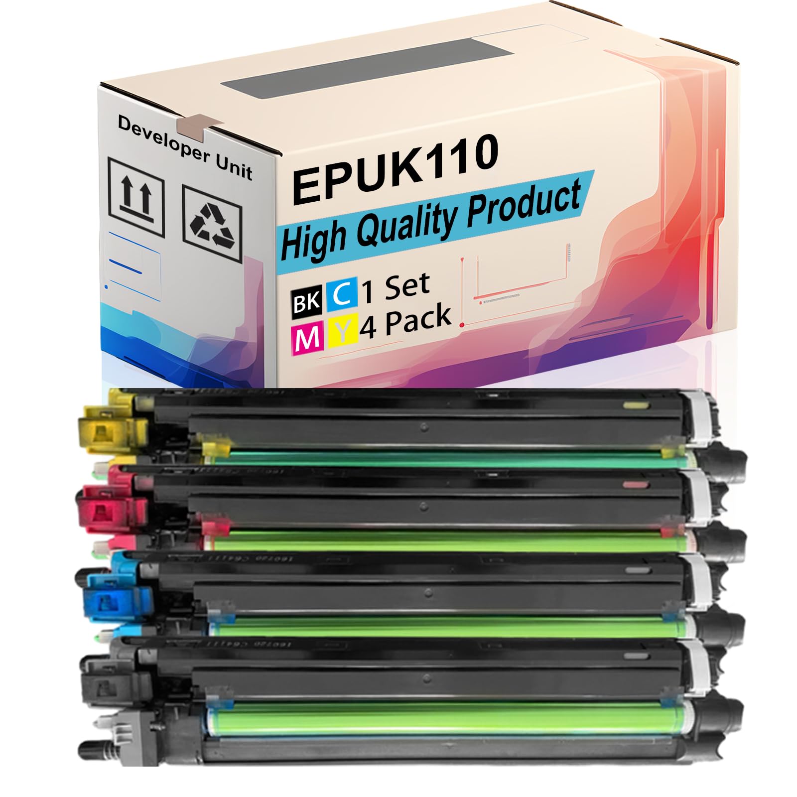 EPUK110 Developer Unit Compatible for Toshiba E Studio 4515AC 5015AC Printers, High Yield 100000 Pages, Print More Pages (4-Pack BK/C/M/Y)