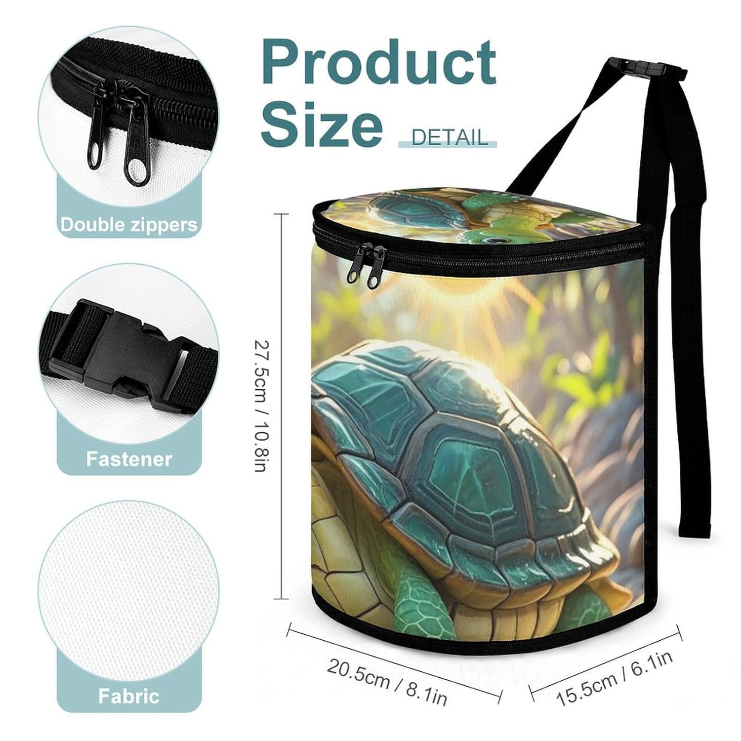 MUSM Leakproof Car Trash Can 2.5 Gallon, Durable Automotive Garbage Bag with Waterproof Liner, Turtle Trash Bag for Car, Truck, RV & Bathroom