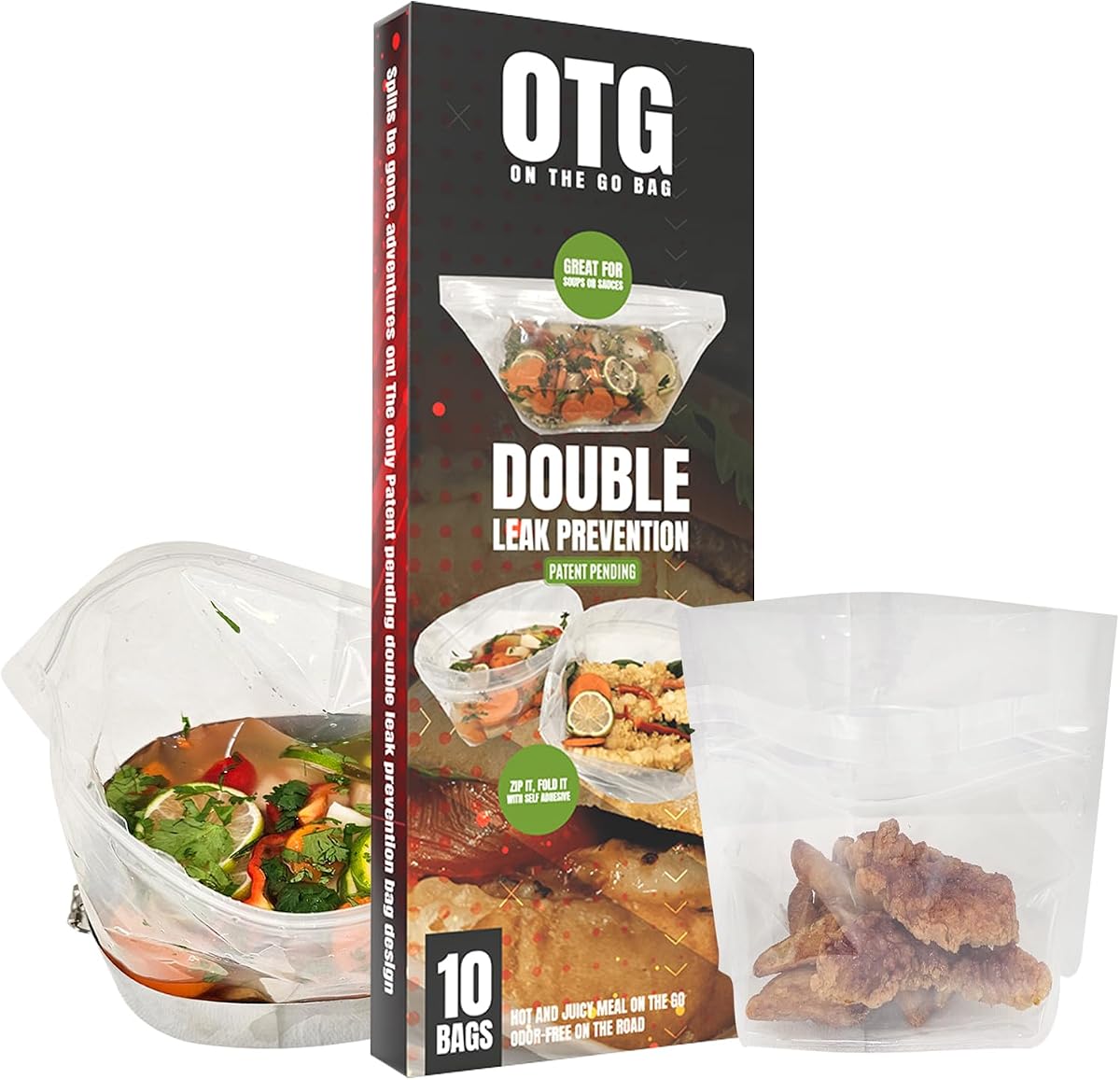 OTG Bolsas de alimentos para cocinar a prueba de fugas para ollas y calentadores de alimentos de escape: bolsas de comida sin BPA, selladas con olores y que retienen el calor para motos de nieve, vehículos todo terreno, UTV, trineos y campamentos de invierno
