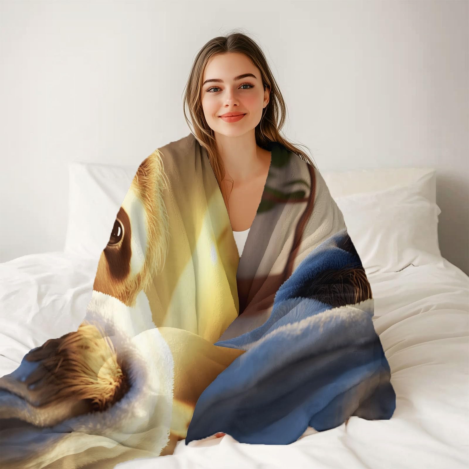 Warme Kuscheldecke Flanell Faultier Decke, 150 x 200 cm Niedliches Tier Faultier Drucken Sofadecke Weiche - Flauschige Wolldecken Tagesdecke Wohndecke Für Erwachsene & Kinder Dekor Grau
