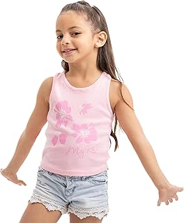 بلوزة بدون أكمام بطبعة عصرية للبنات من من لوفلي لاند، فوشيا