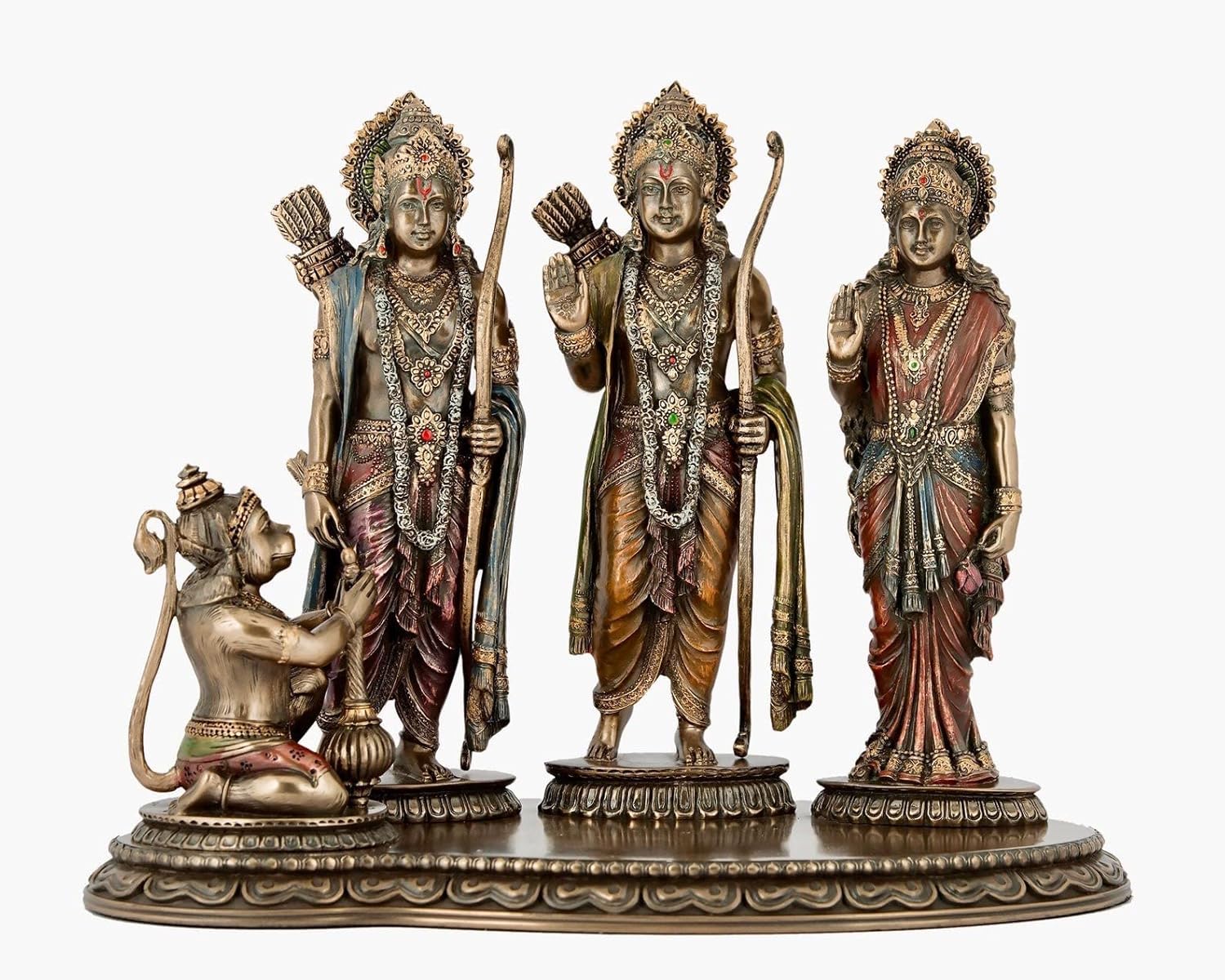 Statue Ram Darbar en bronze et résine pour temple mandir maison