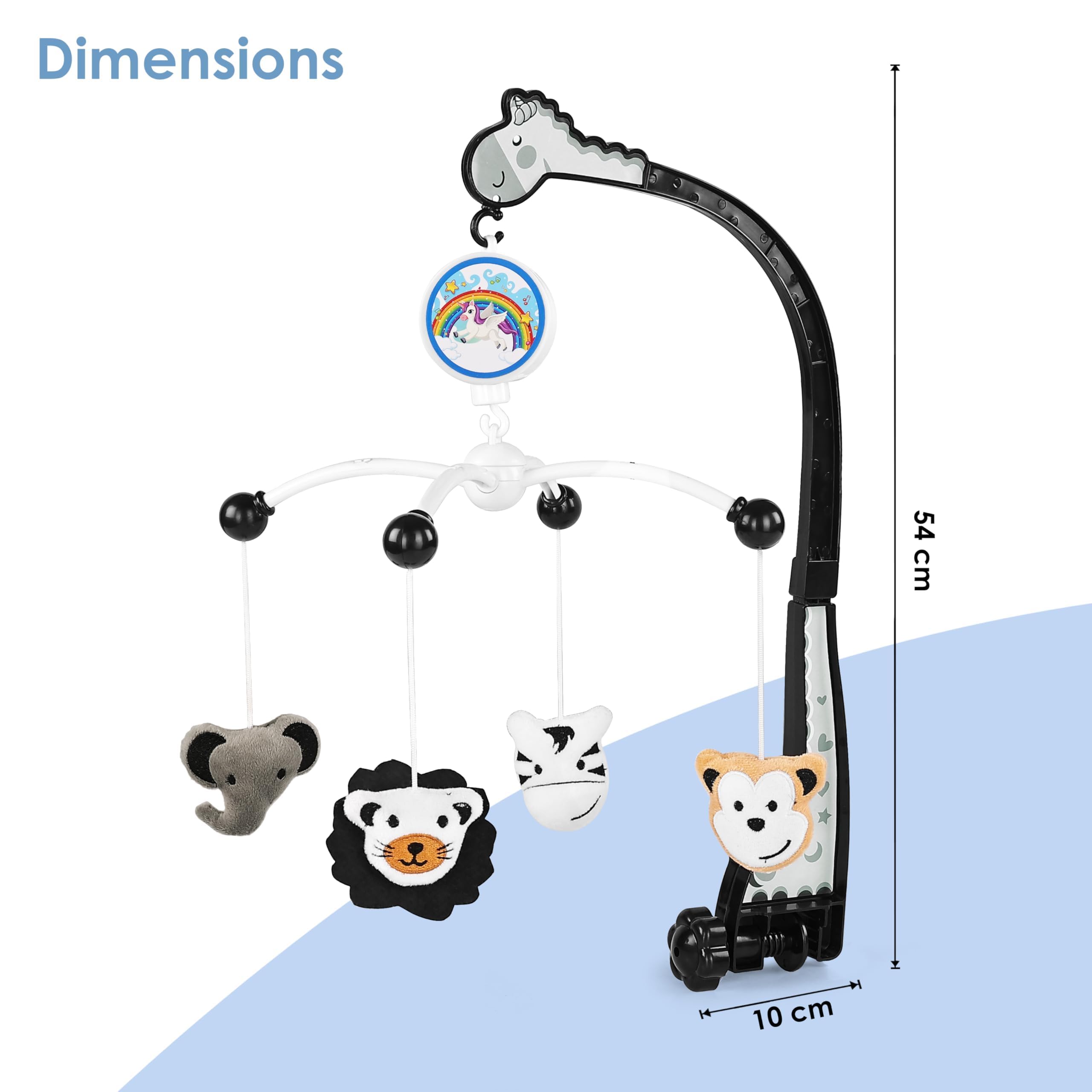 BabyGo 360° Rotating Animal Musical Rattle & Crib Cot Mobile | Hanging Jhoomer Toy with Soothing Music for Baby Cradle, Infant Bed, Kids Room & Nursery Decoration (Multicolor) - Image 6 thumbnail