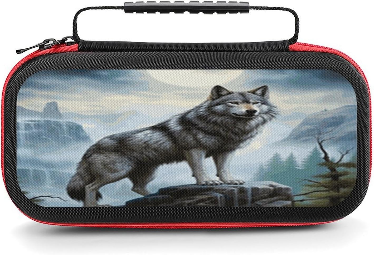 Switch Carrying Case Wolf Full Moon Switch Game Case with 20 Games Cartridges Hard Shell Travel Protection Storage Case for Console & Accessories