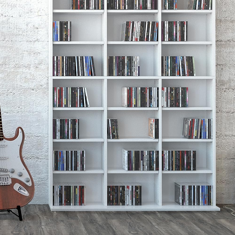 Vicco Scaffale porta cd Jukebox, Bianco, 102 x 178 cm