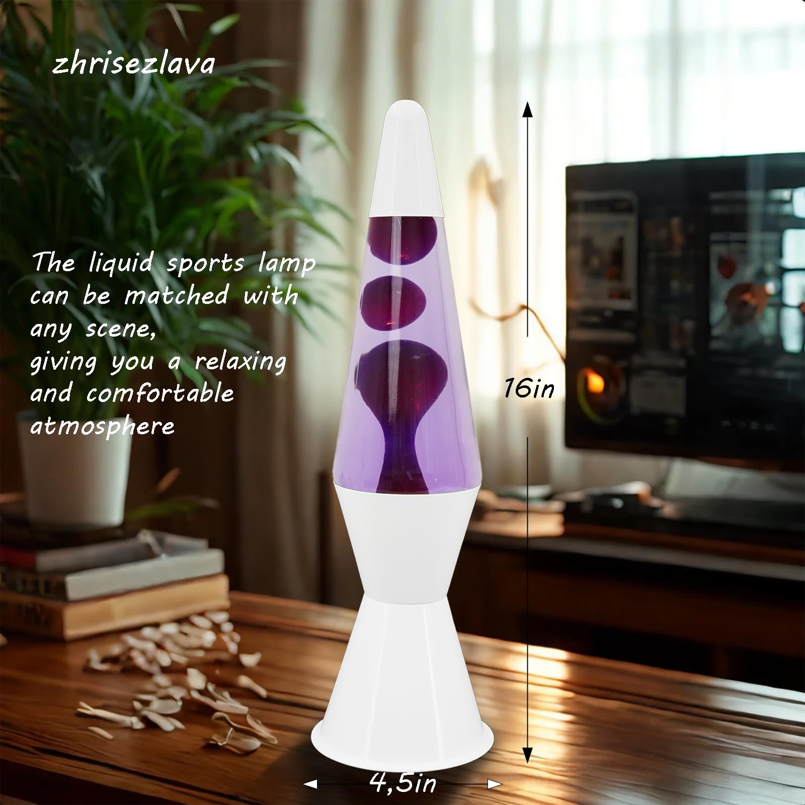 zhrisezlava 16IN Purple Magma Lamp, Liquid with Purple Wax Liquid Motion Lamp for Adults.