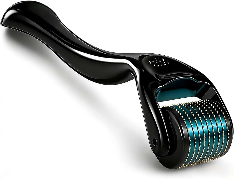 Microneedling Roller - Derma Roller 0.5MM Titanium for Face, Beard &amp; Scalp - At-Home Beauty Care Tool for Men and Women. (Blue)