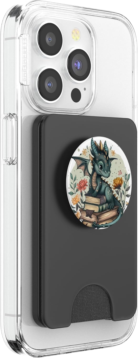 Book Lover Dragon Bookworm Reading Librarian PopSockets PopWallet for MagSafe
