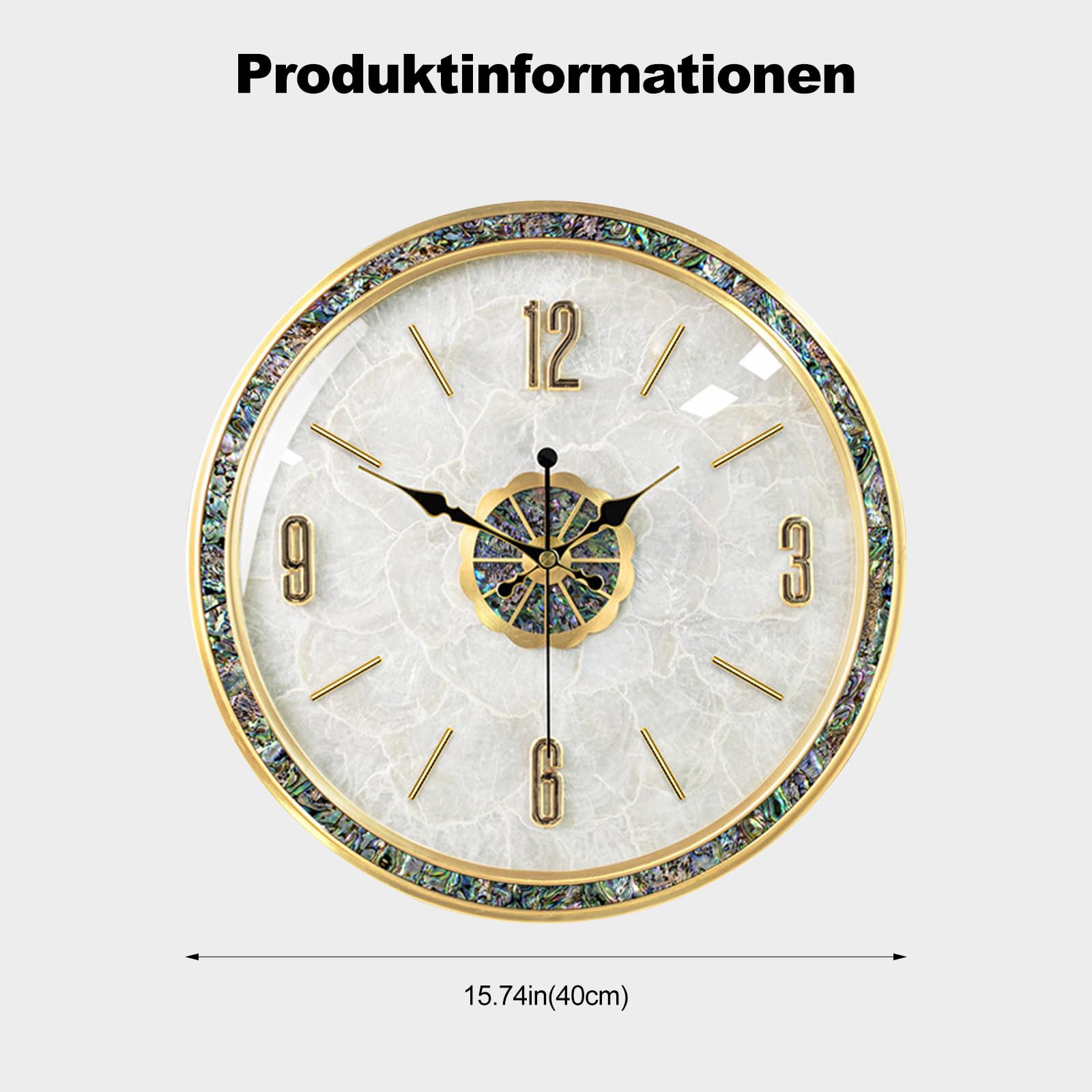 Ergocar Natürliche Muscheln Wanduhr, Kreative Stille Und Zickfreie Wanduhr, Geeignet Für Die Dekoration Von Wohnzimmern, Eingangshallen, Schlafzimmern Und Konferenzräumen
