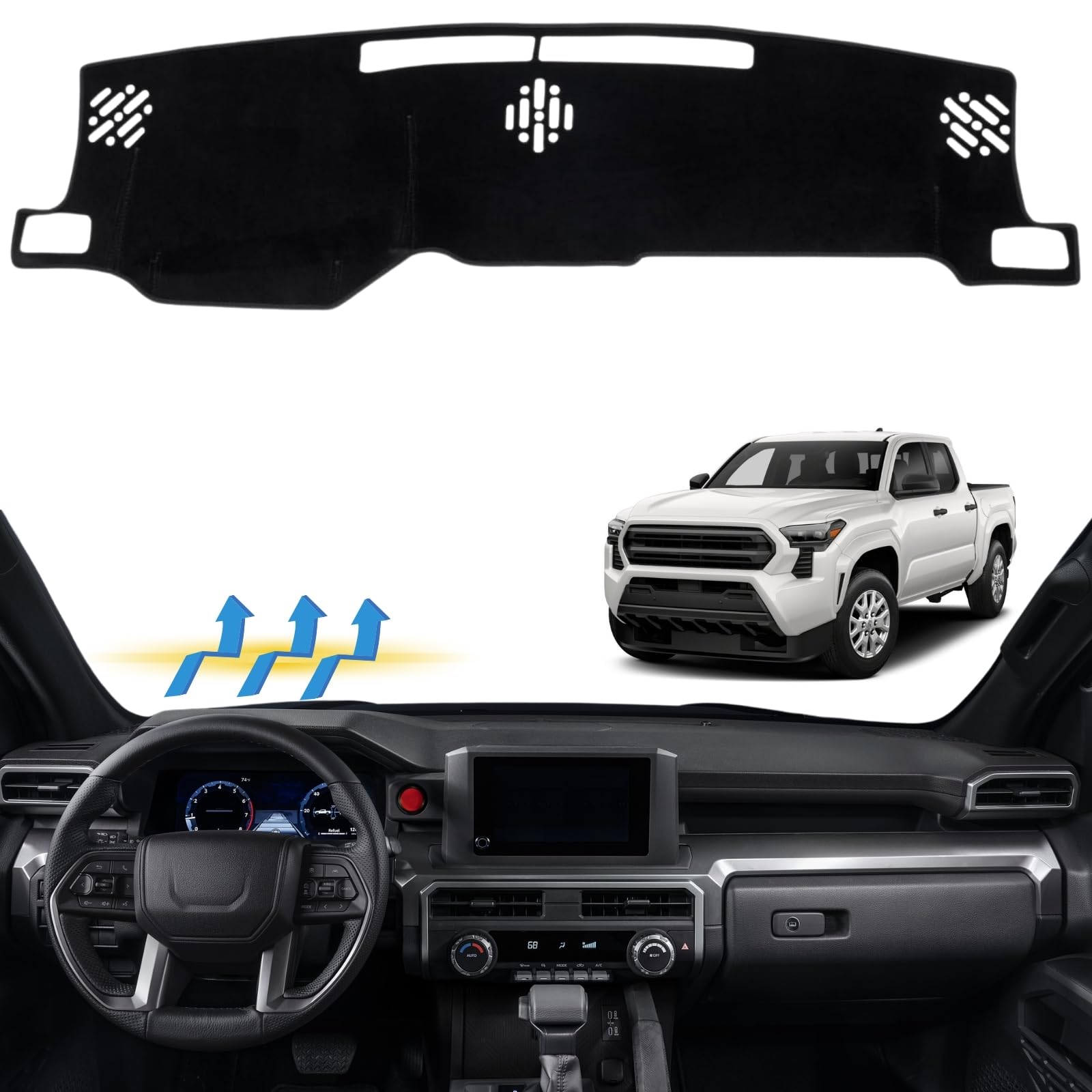Custom Fit Dashboard Cover For 2024-2025 Toyota Tacoma - UV Protection Anti-Slip Mat