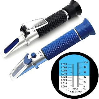 Salinity Refractometer for Aquarium Seawater Marine Fishkeeping Dual Scale Salinity Tester 0-100PPT & 1.000-1.070