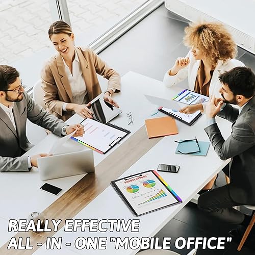 Vista 5 de Carpetas de plástico para portapapeles con 2 blocs legales para tamaño carta, portapapeles de almacenamiento de tapa dura, 6 separadores