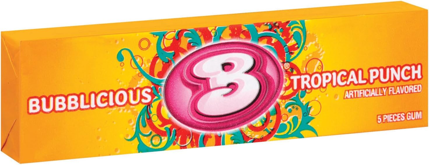 Bubblicious Tropical Punch, 5-Count (Pack of 18)